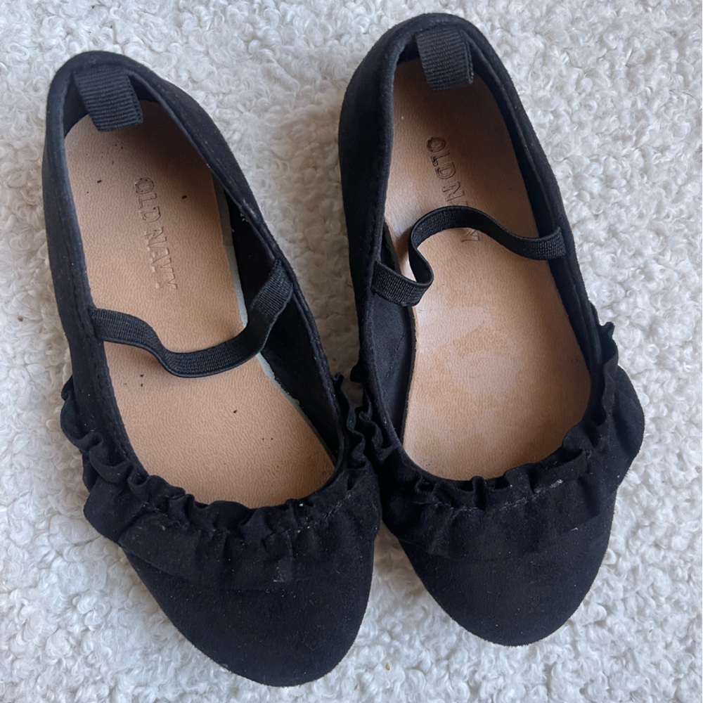 Faux-velvet black ballet flats
